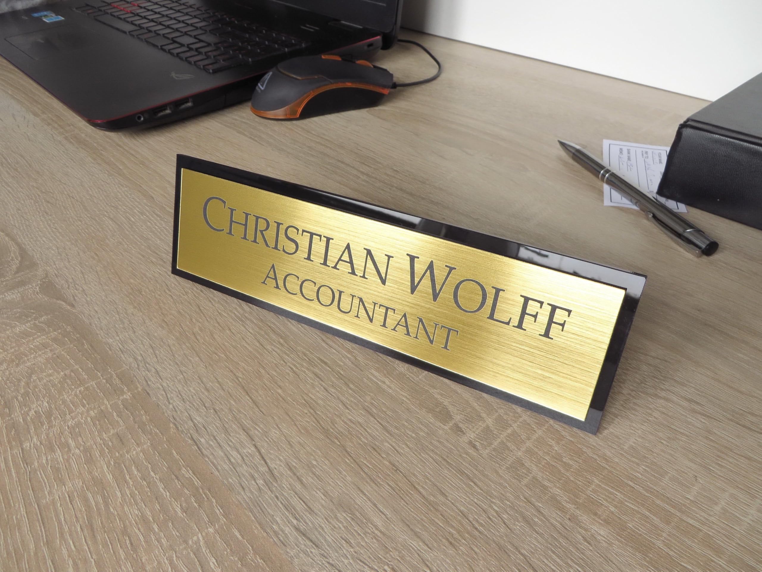 House Nameplate - Rectangle shape - Gold and Black - Mandella Golden Brushed Printed Name Plate Use of Door Name Plate (Gold, 8 * 2.5 inch)-image-20