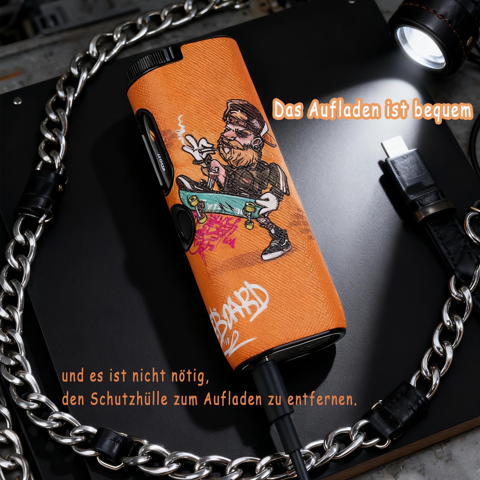 Custodia protettiva compatibile con GLO Hyper Pro, accessorio in pelle, con cappuccio protettivo (verde)