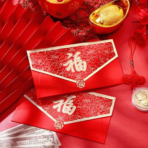 Miniatura 4 de Zonon 20 sobres rojos para Año Nuevo Chino 2024 Festival de Primavera 2024, sobres rojos Hongbao, sobres de dinero de la suerte, paquete rojo para