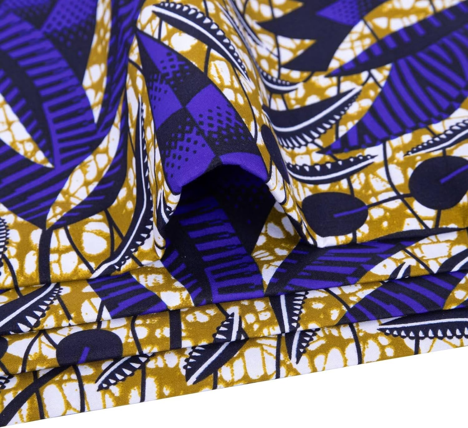 HollandaisWax African Print Fabric 6 Yards Vintage Tribe Kente Cloth Polyester Fabric Crafts Sewing Dress 6694B