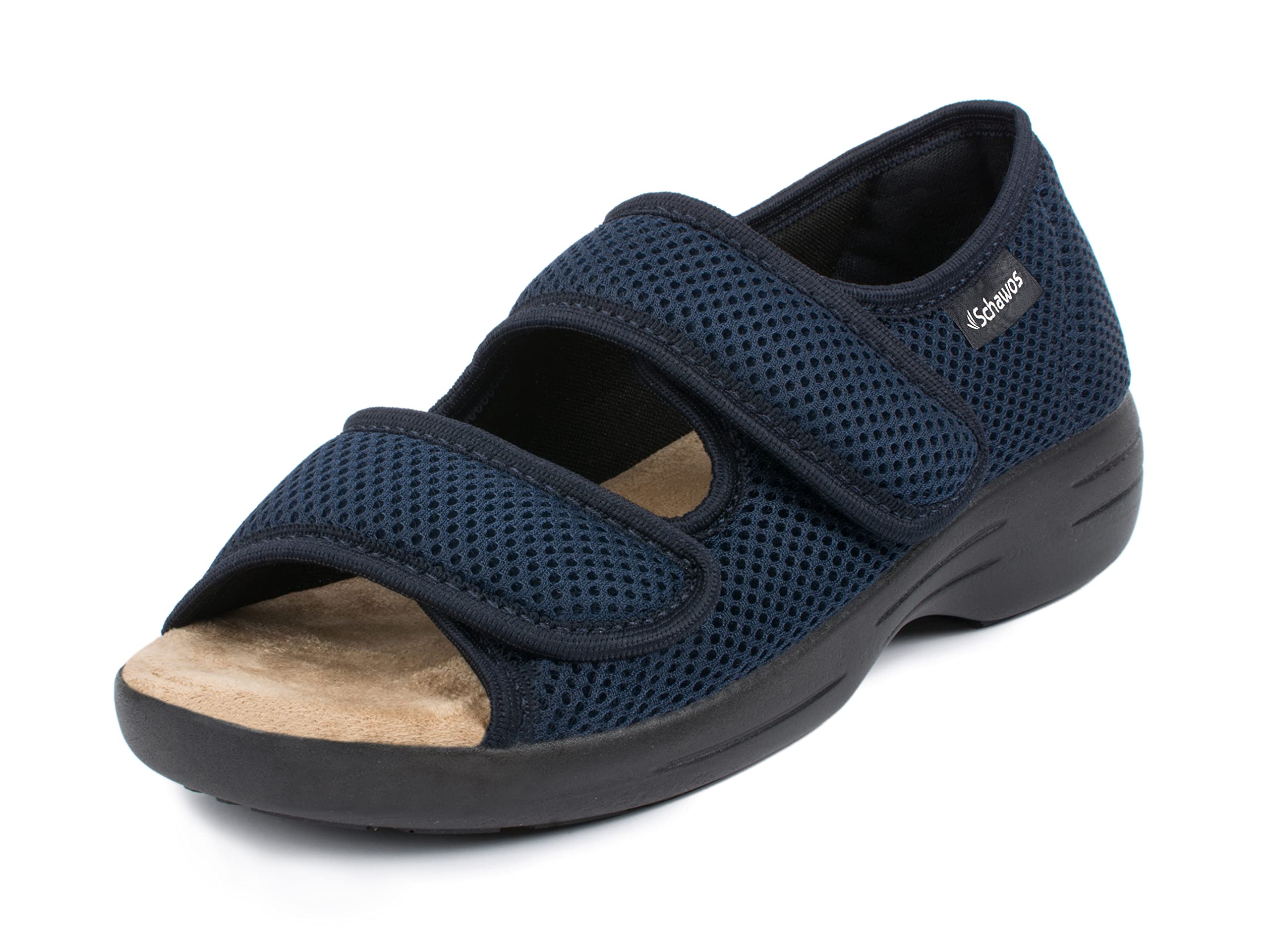 SCHAWOS Sandals Stretch 06, for men and women, orthopedic, swollen feet, for seniors (blue, numeric_7_point_5)