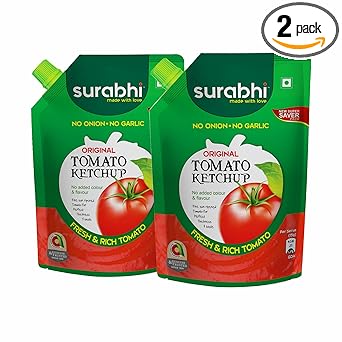 Surabhi -Tomato Ketchup No Onion No Garlic (NONG) - 900 g (Pack of 2) - image, photos