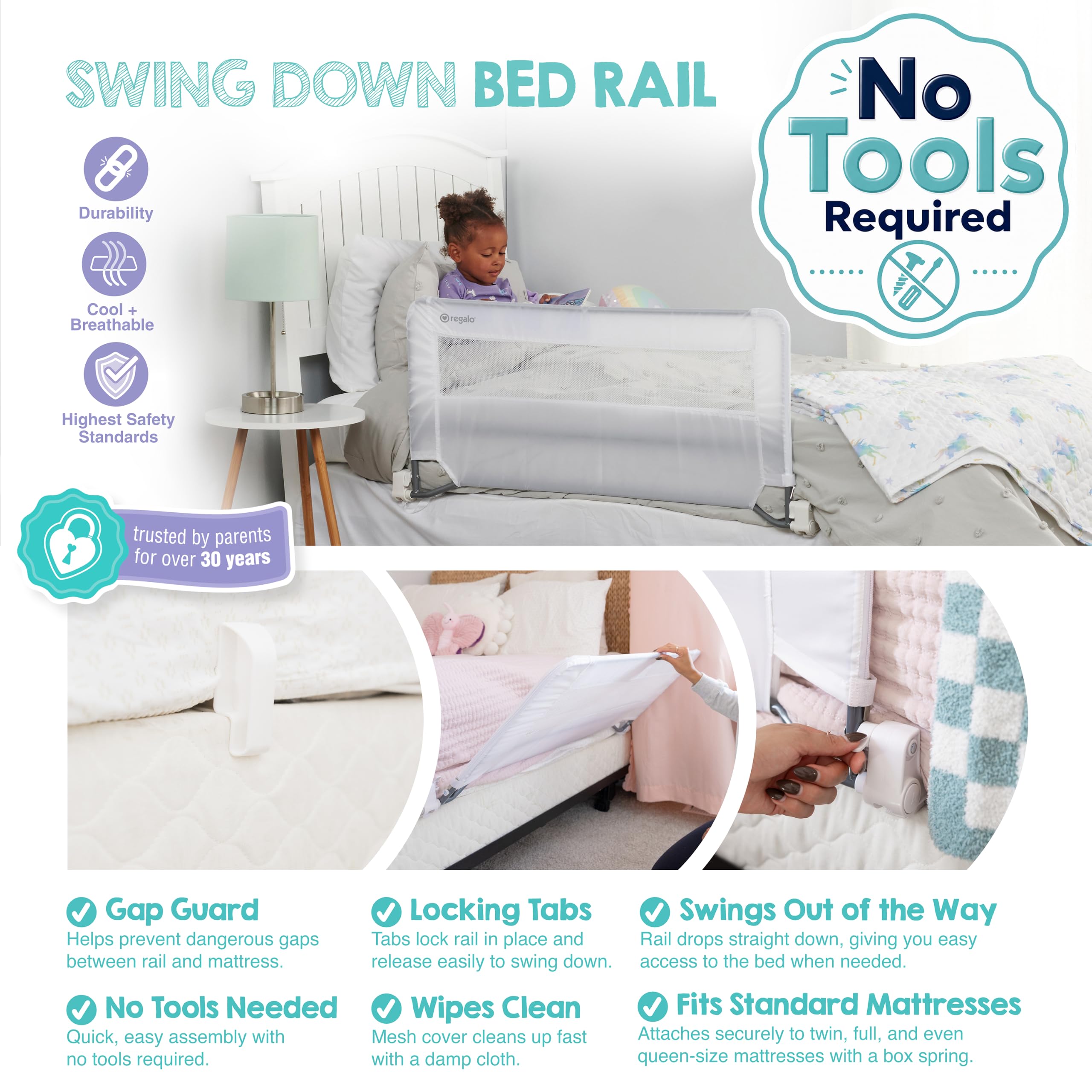 Regalo Bed Rail Guard - Toddler Bed Safety -4