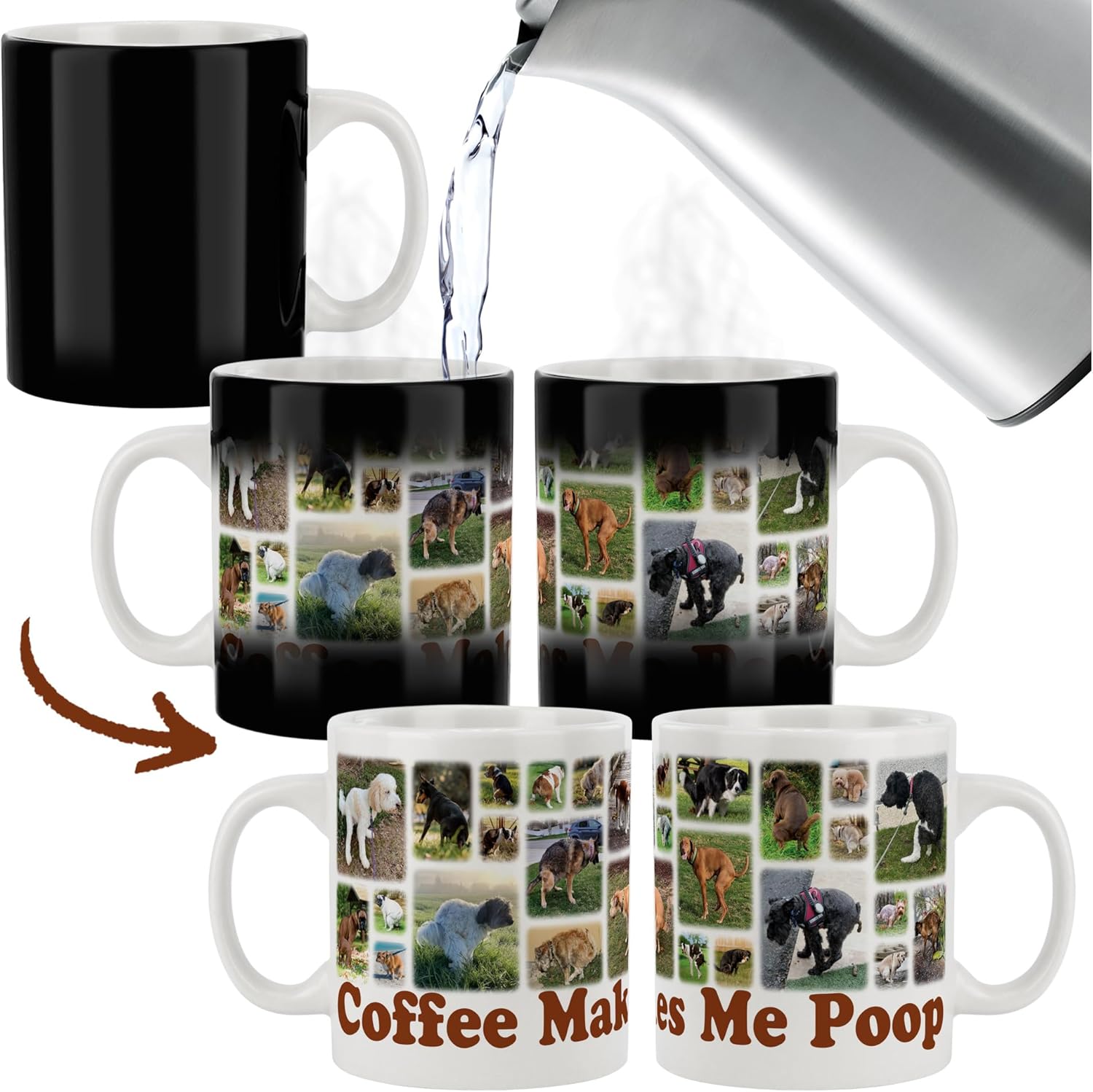 Funwares Pooping Puppies Magic Mug Gag Gifts for Men Heat