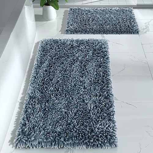 Miniatura 148 de Yimobra Juego de 2 alfombras de baño, alfombra de baño suave y absorbente y alfombra de inodoro en forma de U con respaldo antideslizante, alfombras