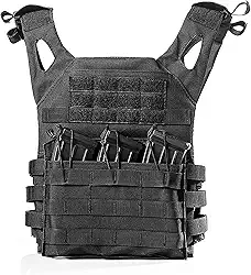 Colete de proteção de segurança ao ar livre para airsoft colete ajustável preto, Preto, Medium