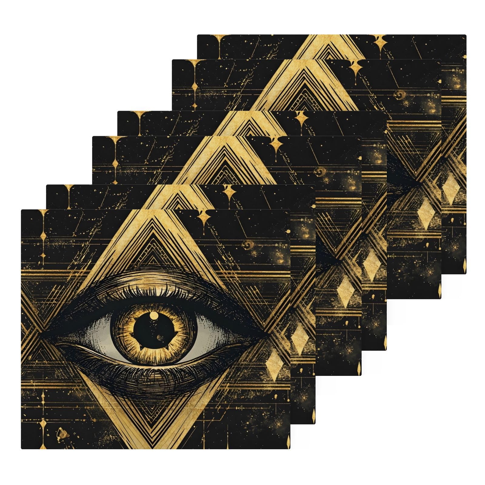 YANENDIE Astrological Eye Washcloths Towels, Highly Absorbent and Soft Cotton Face Cloths, 6 Pack Quick Dry Wash Cloths - 12 X 12 Inches