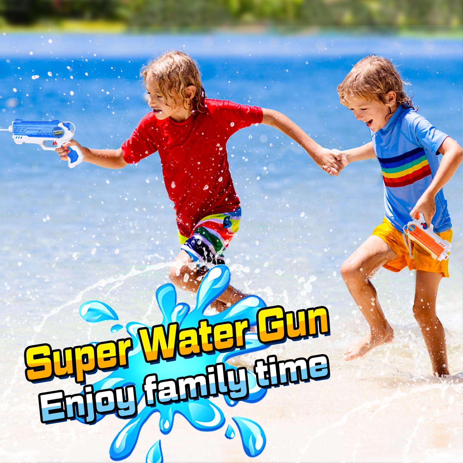 Quanquer Lot de 2 pistolets à eau pour enfants, 280 ml, avec portée de 9 mètres, jouets pour fêtes de jardin, piscine, autres activités de plein air pour garçons et filles