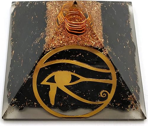Miniatura 2 de Pirámide de orgón grande  Cristal de pirámide de shungita  Pirámide de orgonita Ojo de Horus  Pirámides de órganos Curación de energía positiva