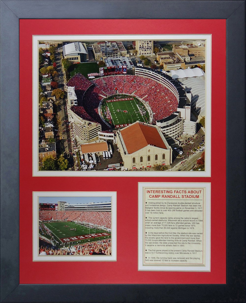 Legends Never Die Wisconsin Badgers Camp Randall Stadium Framed Photo Collage, 11 by 14-Inch