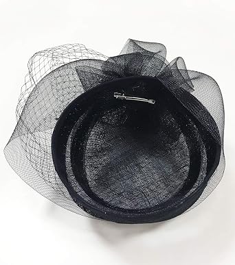 Z&X Sinamay Fascinator Hat Floral Feather Pillbox Derby Hats for Women Wedding Tea Party with Headband Clip