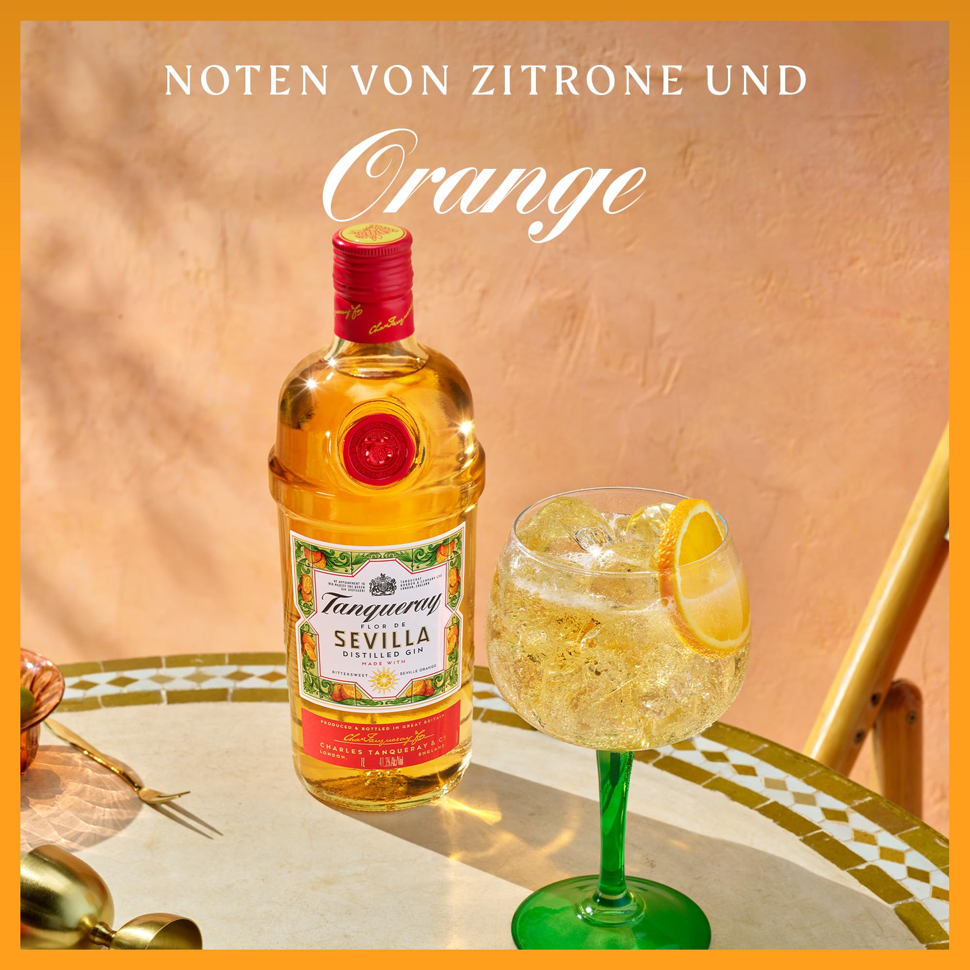 Tanqueray Flor de Sevilla Gin, Köstliche Orangenaromen, Perfekt für Cocktails & Abende mit Freunden, Exzellent in Gin Tonic, 41,3% vol, 1000ml Einzelflasche |