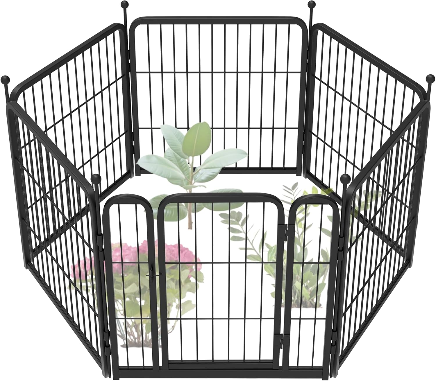 Garden fence fence yard panels 6-pack 24in(h) x 11.4ft(l) heavy duty metal barrier