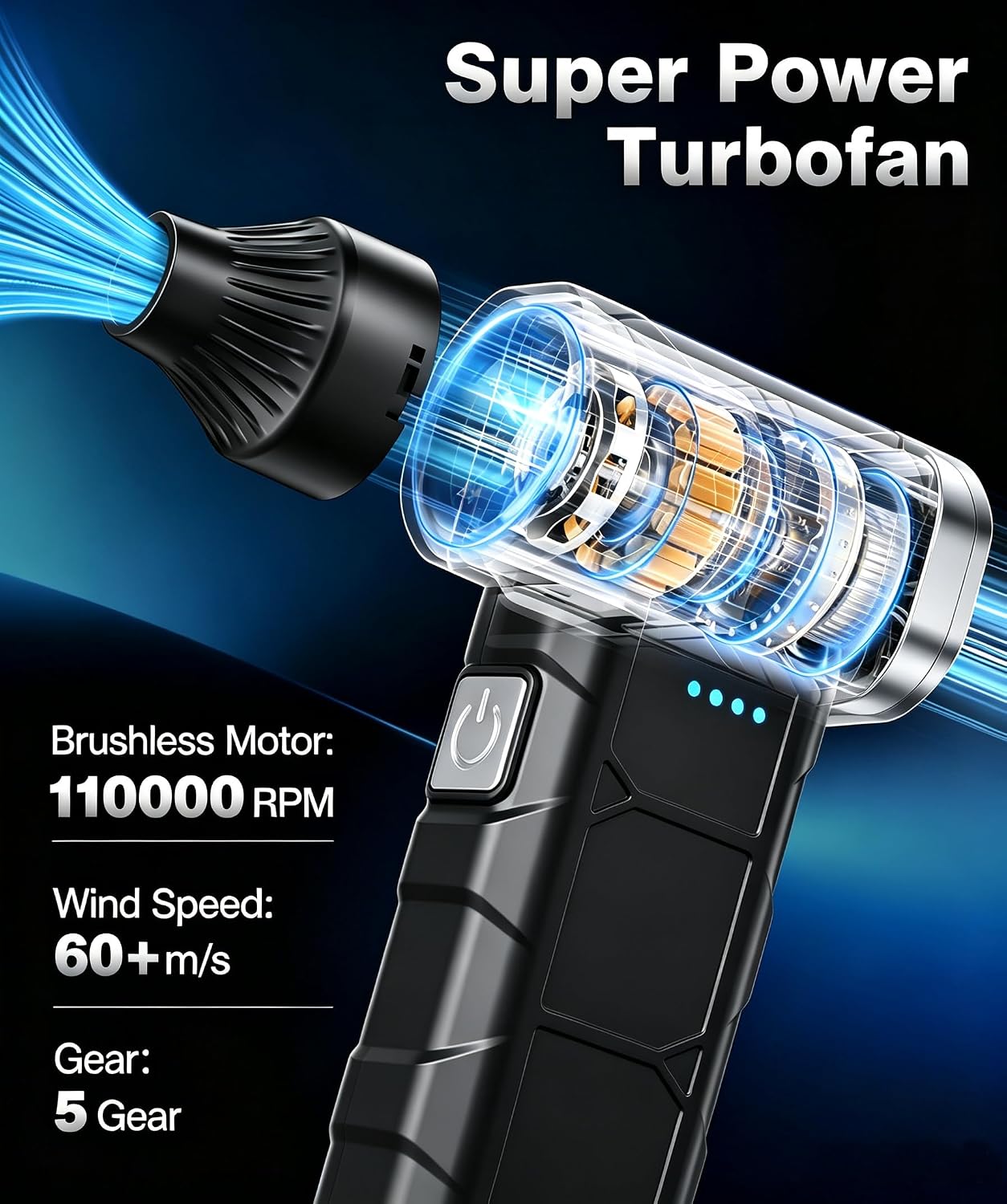 Compressed Air Duster, 110000 RPM High-Speed Electric Air Duster