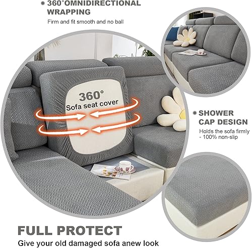 Miniatura 3 de Elehealthy Funda universal para sofá, funda elástica para sofá modular en forma de L, protector de muebles antideslizante y elástico resistente al
