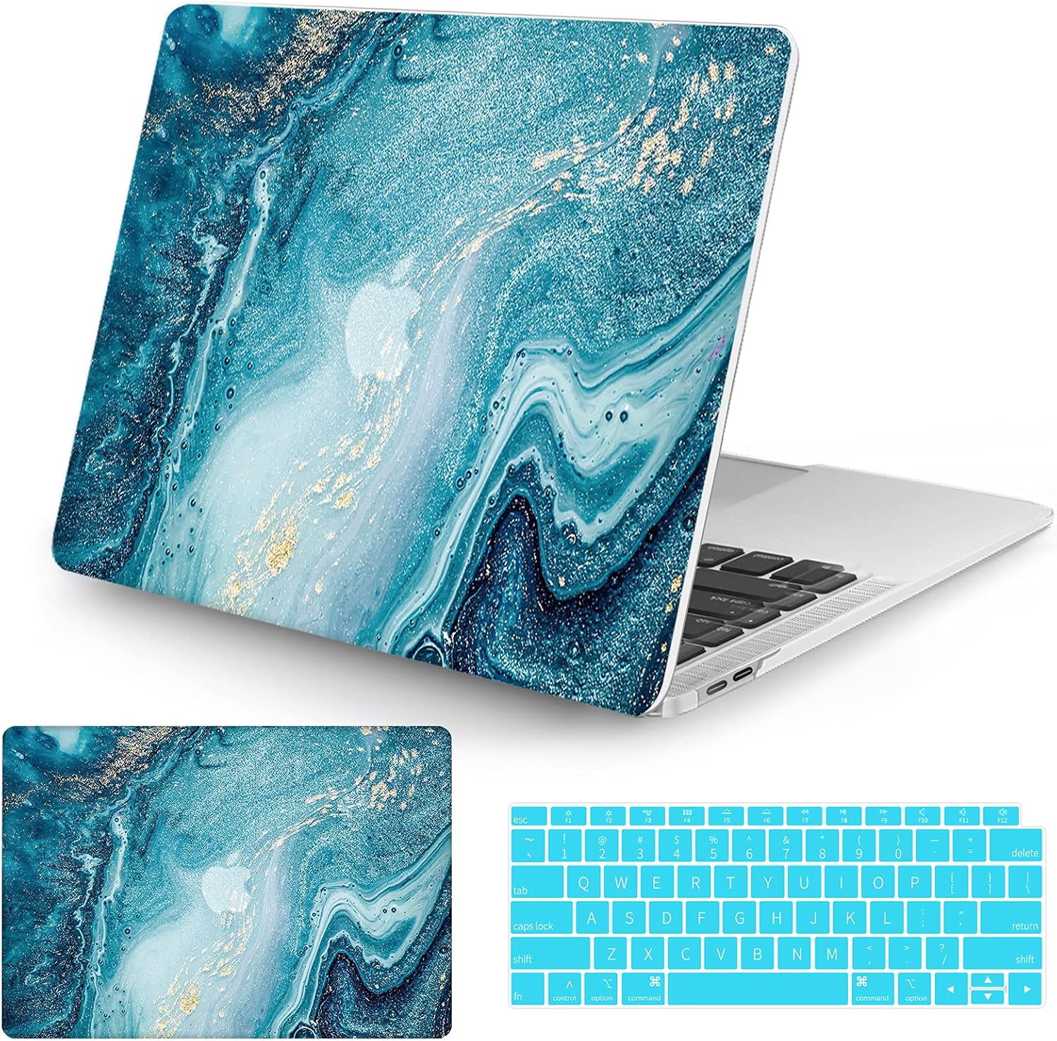 Watbro Compatible with MacBook Air 13 Inch Laptop Case 2020 2019 2018 Release A2337 M1/A2179/A1932,Colorful Marble Case with Keyboard Cover Skin for MacBook Air 2020 with Touch ID