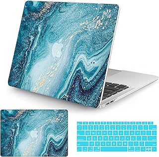 Watbro Compatible with 2022 Release MacBook Air 13.6 Inch Case M2 Chip Model A2681,Colorful Marble Case with Keyboard Cover Skin for MacBook Air 2022 with Touch ID
