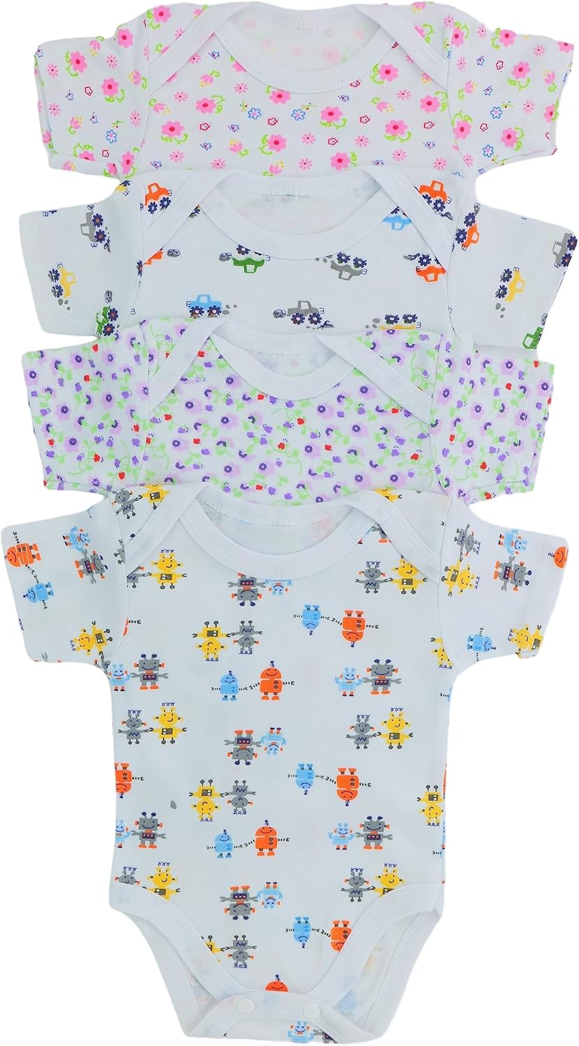 ToBeInStyle Babys' 4 Pack Short Sleeve One-Piece Bodysuit