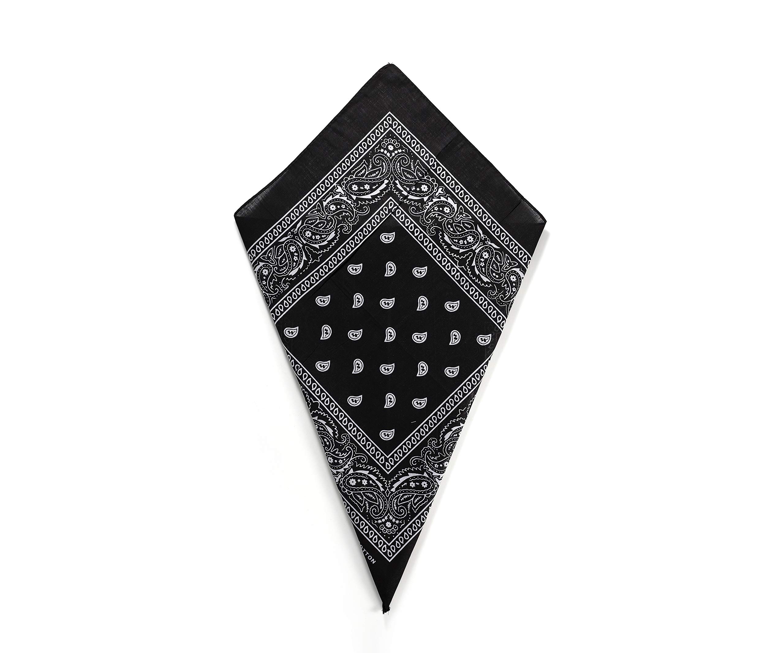 Komonee Men's Black Paisley Bandana Head Scarf Headbands Handkerchief Cowboy Cotton Bib Party Face Covering Headwear For Motorcycling Wo Unisex
