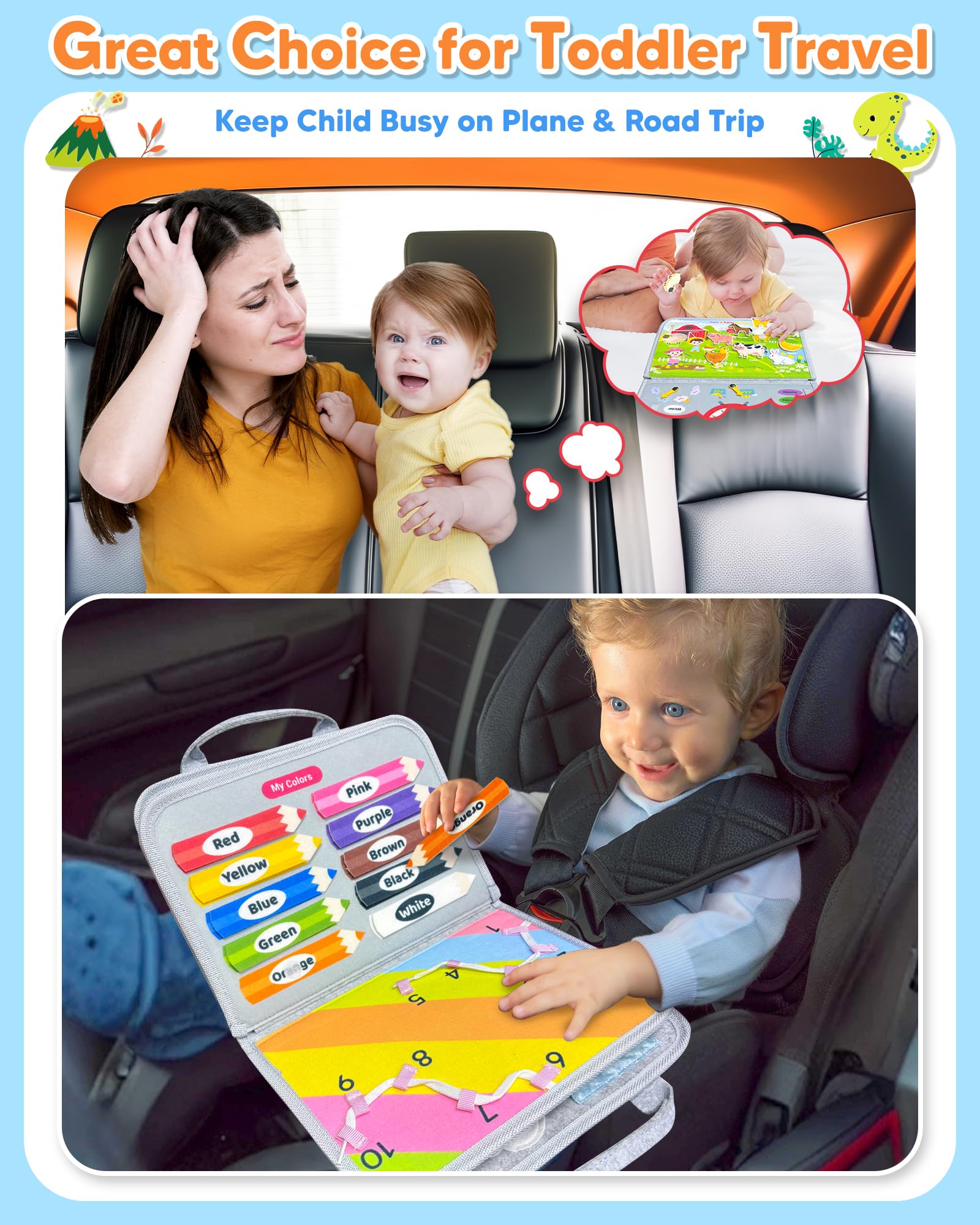 Gojmzo Busy Montessori zabawka stołowa dla chłopców i dziewcząt, prezenty urodzinowe, książka zajęta, zabawki sensoryczne dla dzieci, edukacyjne zajęcia podróżne dla małych dzieci