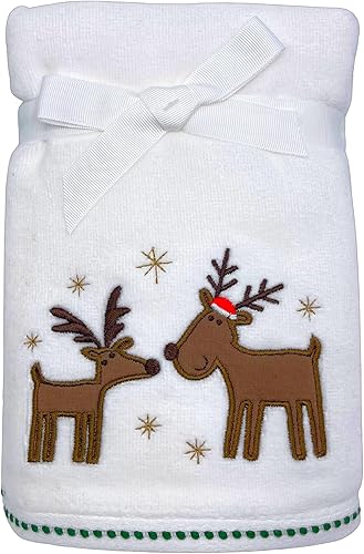 Miniatura 1 de Toallas de mano de Navidad, juego de 2 toallas de mano de felpa suave para decoración de Navidad, decoración del hogar (blanco con renos)