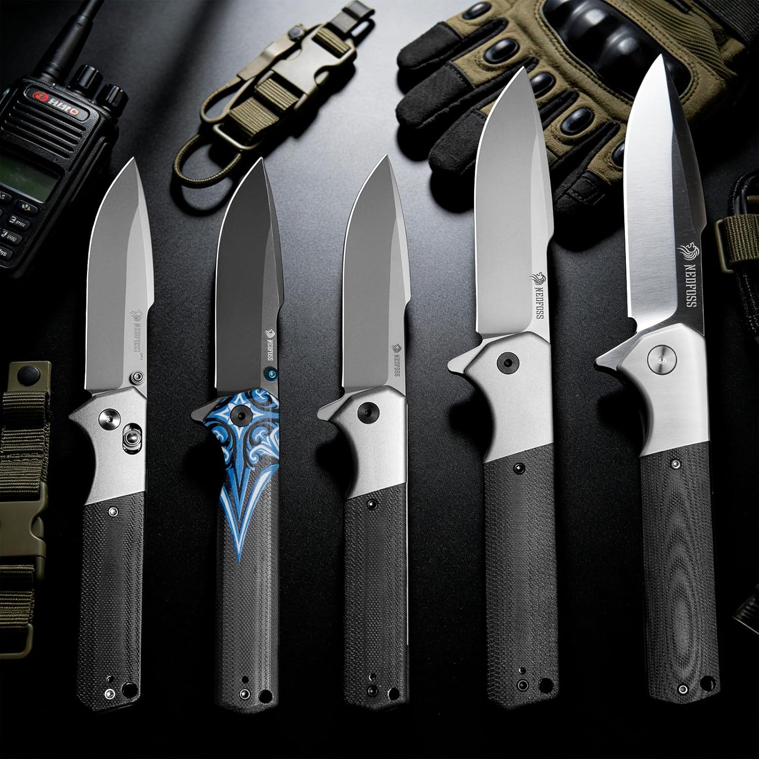 NedFoss BEAST Pocket Knife, 3.48" 14C28N Steel Axis Lock Knife with Reversible Deep-Carry Pocket Clip, G10 Handle, Lightweight EDC Knife Camping Gifts for Men Women