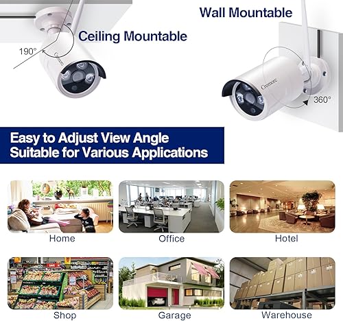 Miniatura 8 de 8CH, ampliable todo en uno con monitor de 10.1" sistema de cámara de seguridad inalámbrica, Cromorc Home Business CCTV vigilancia 8CH 1080P NVR, 4