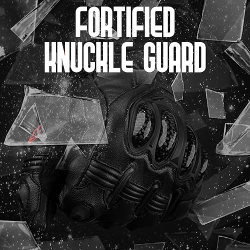 Miniatura 6 de J.A.G. Premium Leather Motorcycle Motorbike Gloves with Knuckle Protection - Touchscreen Motorcycle Gloves for Men - Durable Powersports Gloves