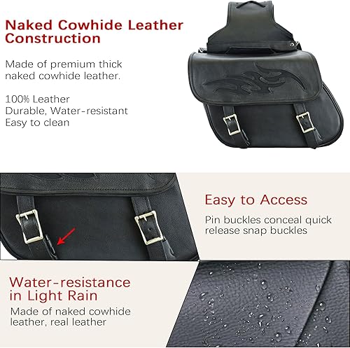Miniatura 3 de Dream Apparel Alforjas de Silla de Montar de Cuero de Piel Natural para Motocicleta, Alforjas Laterales Colgantes para Motocicleta para Honda Shadow