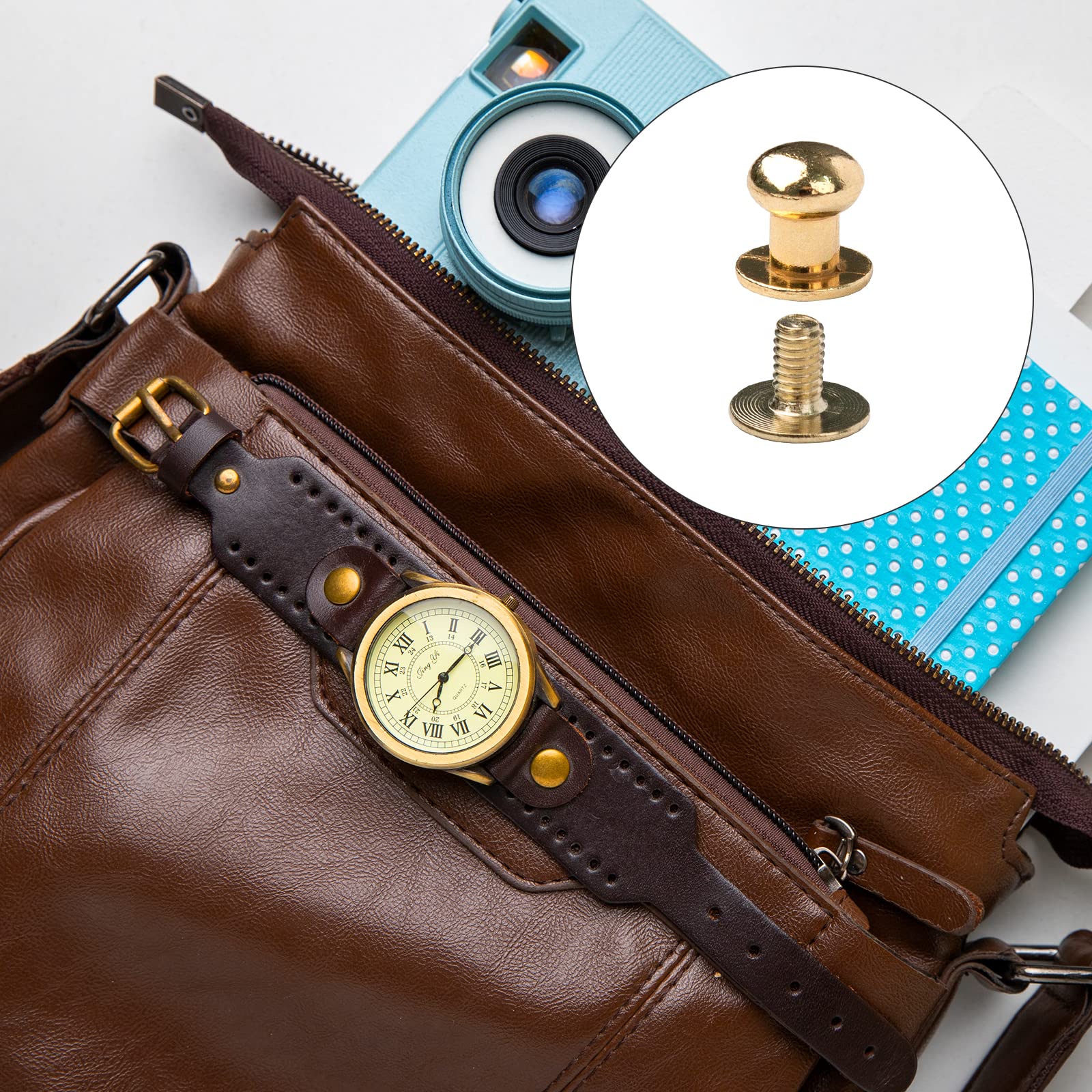 20 Pièces Tête Plate Cuivre Laiton, Rivets Pour Cuir Chicago Vis Vis écrous Clous Rivets