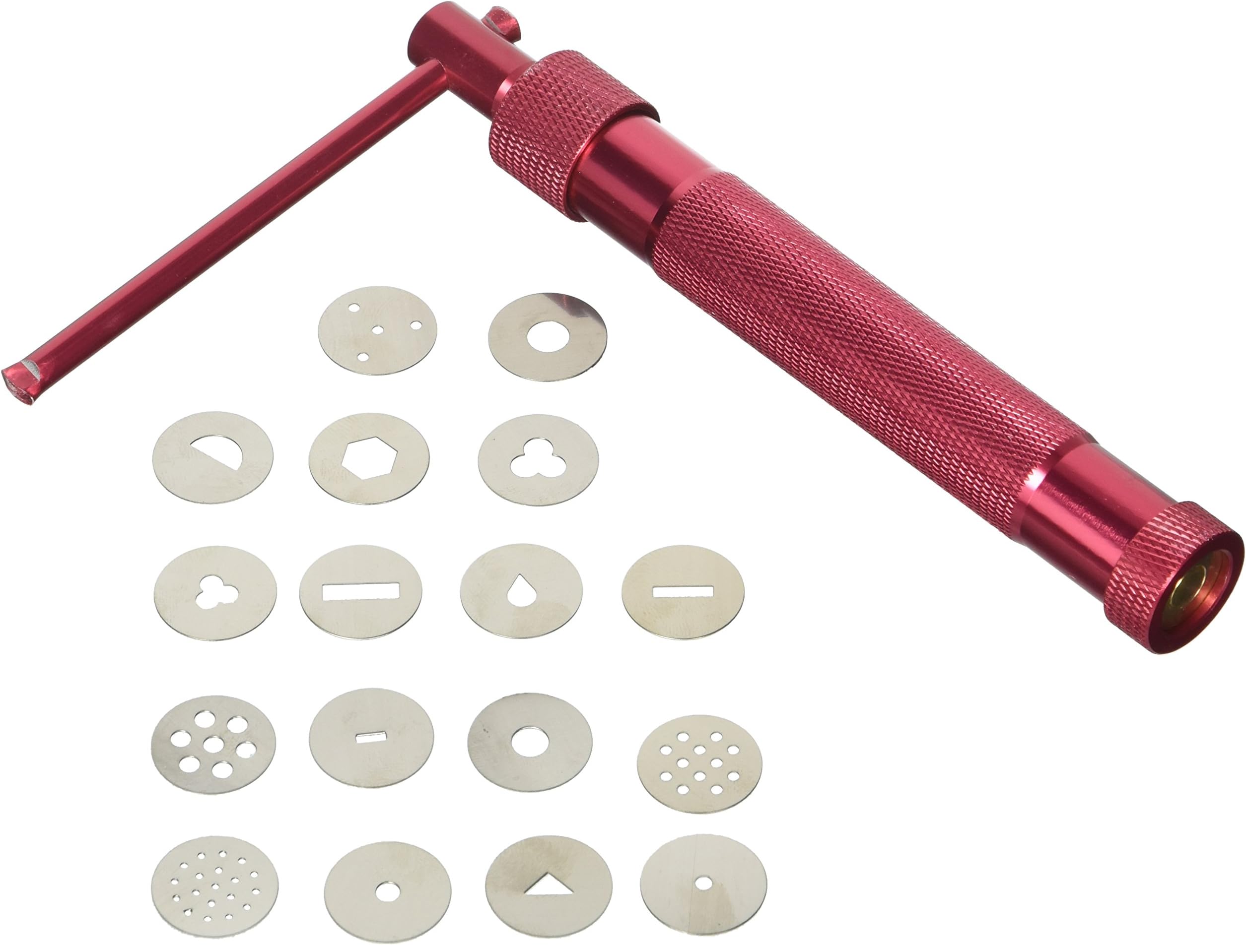 DZHJKIO Red Clay Cake Sculpture Gun with 20 Tips Clay Craft Sugar Paste Extruder Fondant Cake Sculpture Polymer Gun Tool