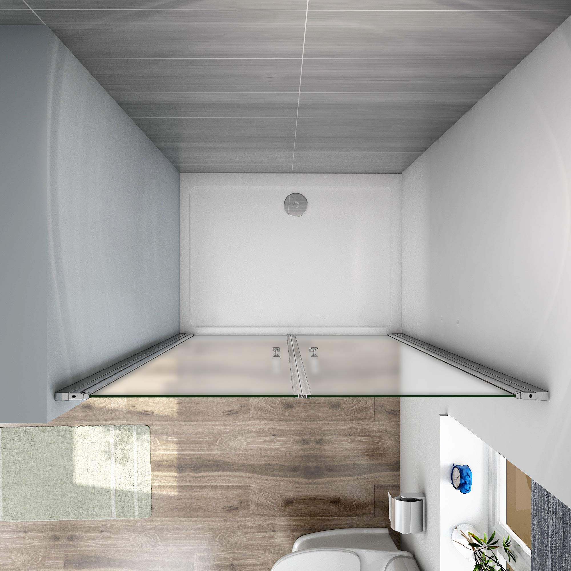 Box Doccia per Nicchia 75x185cm Porte Doppia a Battente Saloon in Vetro 6 mm Temperato Smerigliato Opaco Anticalcare Cromo Lucido