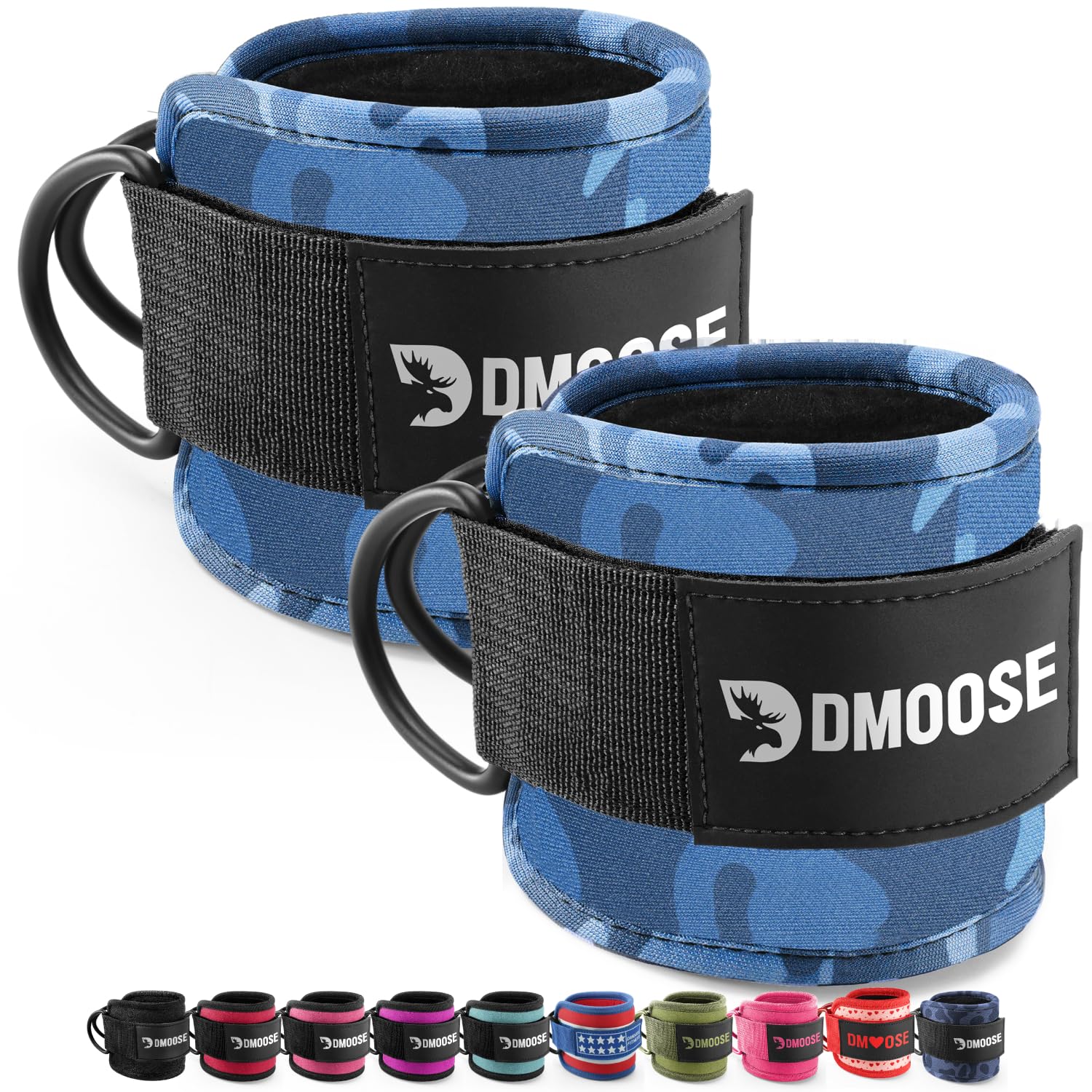 DMoose Fitness Ankle Strap for Cable Machine - One Size Fit with Premium Padding Cuffs - Cable Kickback Ankle Straps - Gym Attachments - Booty Workouts, Hip Abductors, Workouts & Lower Body Exercises