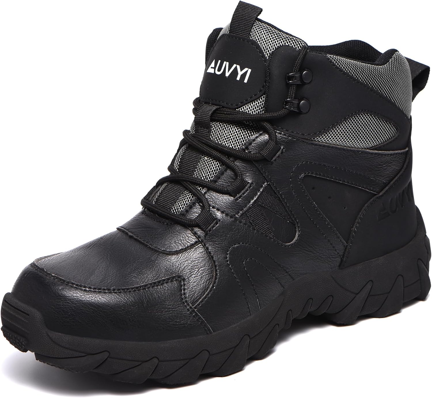 Waterproof Work Boots For Men - Steel Toe Boots Safety Wide Toe Shoes with Slip-Resistant Rubber Sole, Lace-Up Industrial Construction Boots