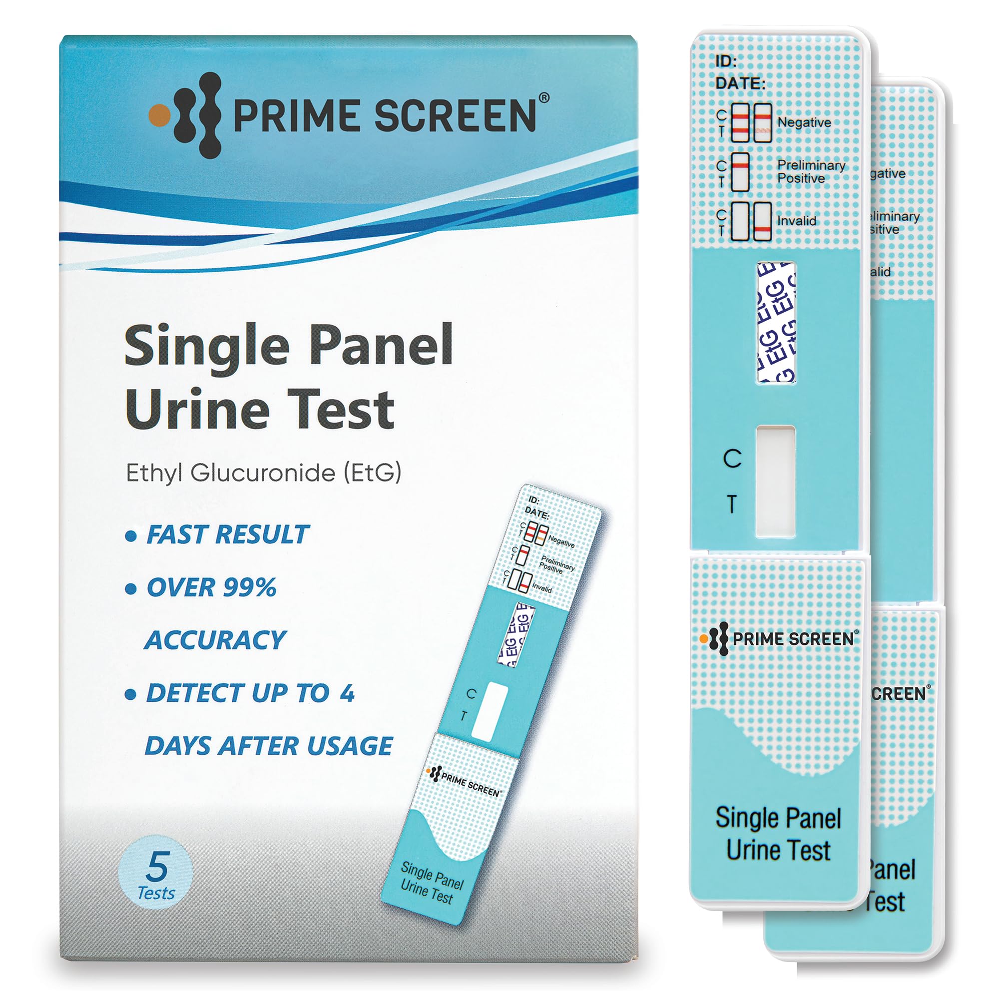 Prime Screen EtG Alcohol Urine Test - at Home Rapid Testing Dip Card Kit - 80 Hour Low Cut-Off 300 ng/mL - WETG-114 (5)