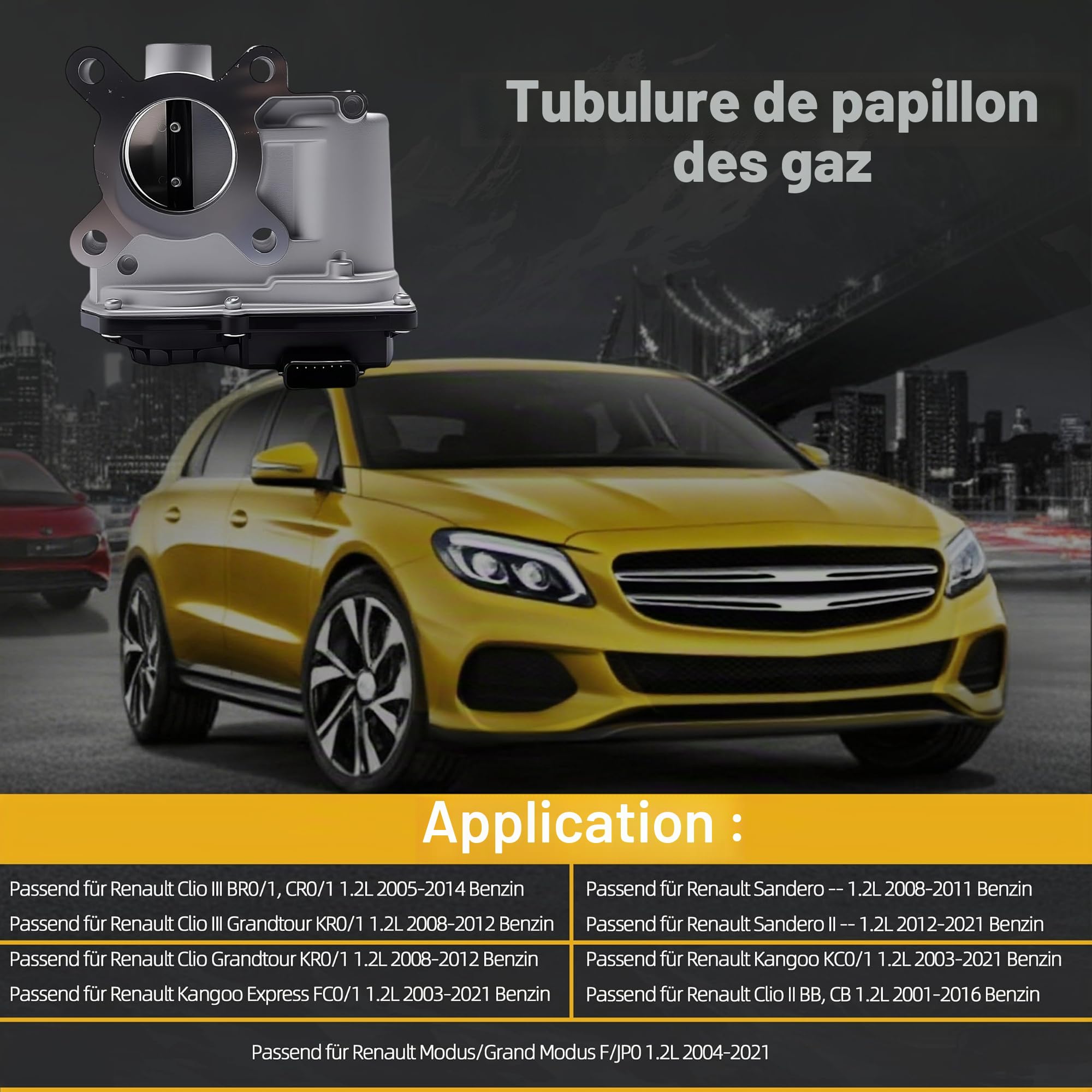 Corps de Papillon Convient pour Renault Clio III, Convient pour Renault Twingo II, pour Sandero pour Kangoo 2001-aujourd'hui, Corps Papillon # 8200568712