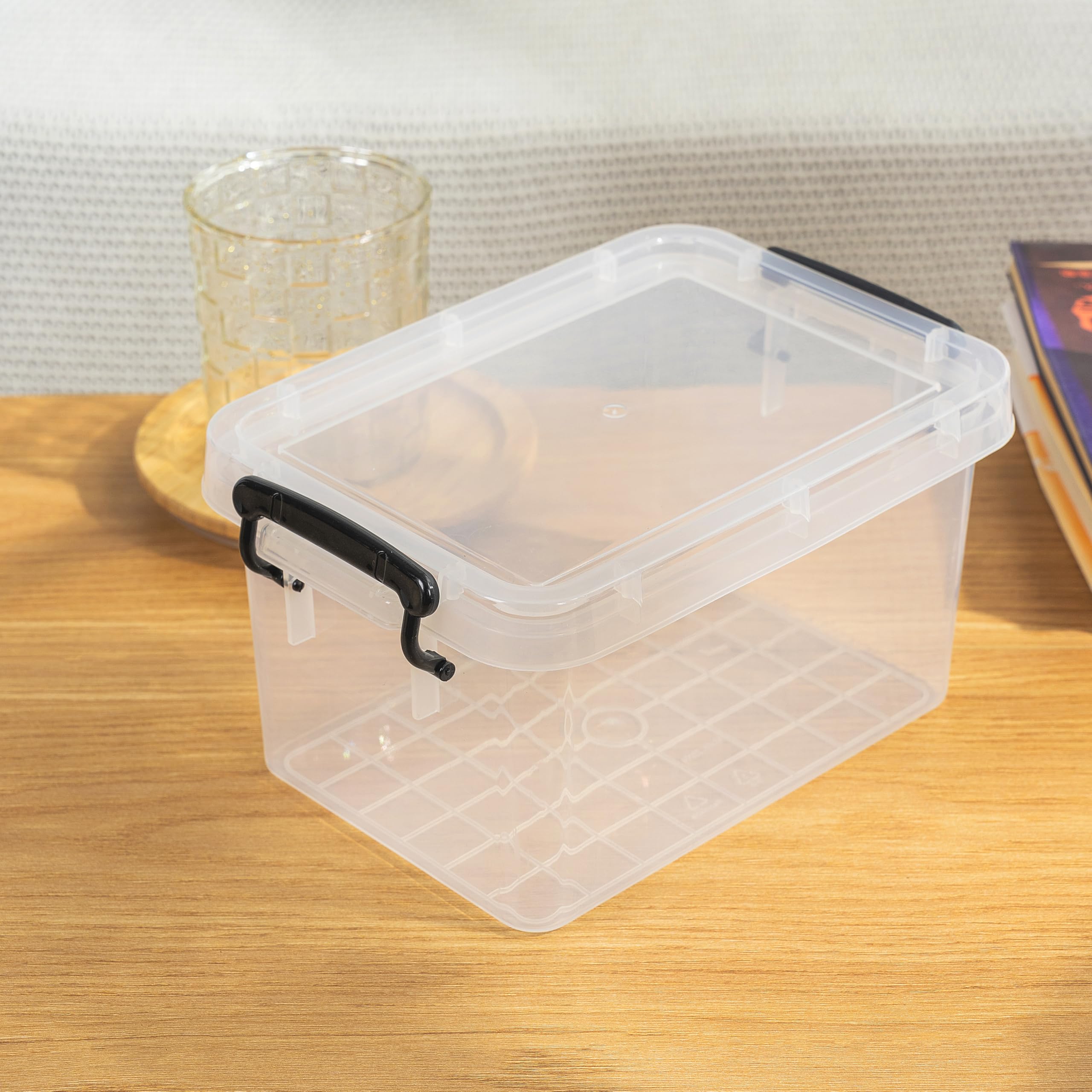 Cetomo 3L*20 Plastic Storage Boxes, kleine Aufbewahrungsbox mit Deckeln, kompakte Tischbox, Langlebig, Stabil, Heavy-Duty, Schlicht, Stapelbar, PP, Transparent, 3L-20er Pack