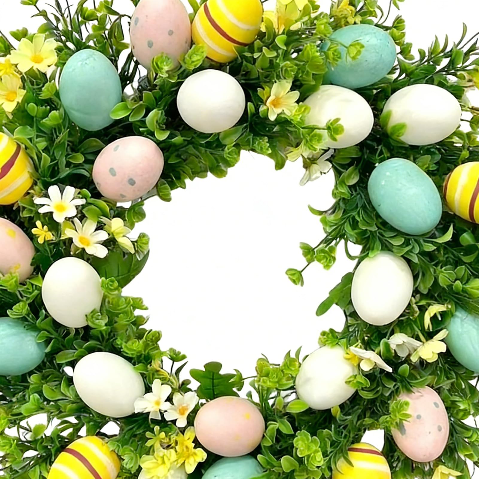 Corona di Pasqua Decorazione Per La Casa Con Uova E Fogliame Artificiale | Decorazione Ghirlanda 50 Cm per Porta d'Ingresso per Parete Finestra Porta Tavolo Soggiorno Camera Esterno Interno