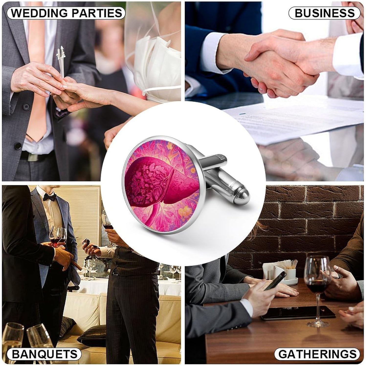Human Liver Cuff Links Mens Jewelry Tuxedo Studs Shirt Cufflinks Accessories
