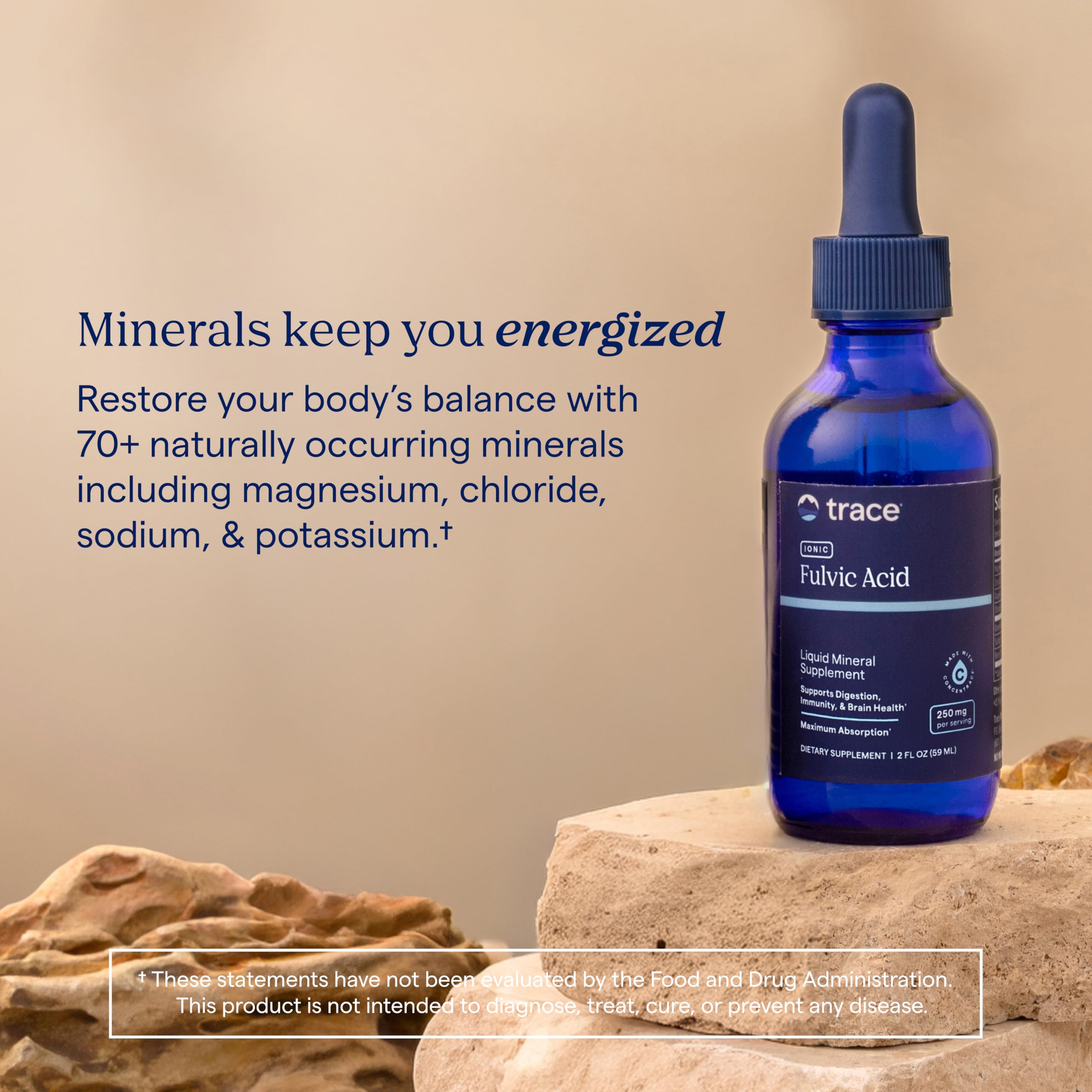 Trace Minerals Fulvic Acid | Flüssige Ionische Fulvinsäure | 250 mg | Darm, Verdauung, Haut, Gehirn | Mineralstoffe Komplex 72+ Mineralien und Spurenelemente, PH-Balance, Muskelausdauer, Hydratation