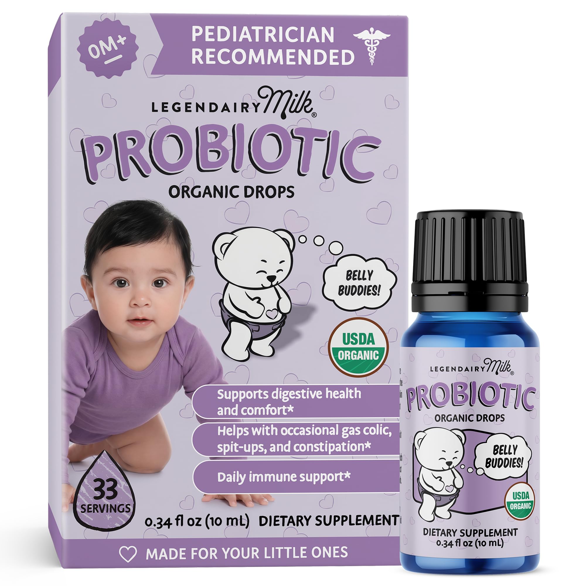 Legendairy Milk Baby Probiotic Drops, Colic Support, 0+ Months, 33 Servings