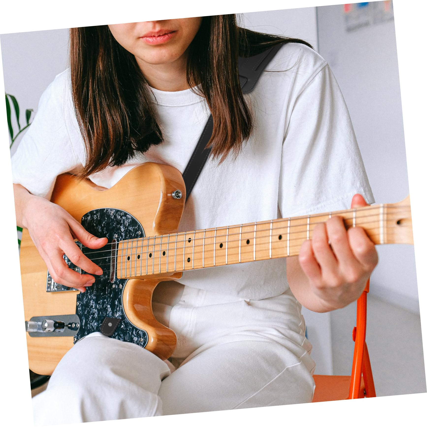 BESTonZON Gitara Basowa Pasek Gitara Pasek Na Ramię Akcesoria Do Gitary Pasek Na Ramię Do Gitary Pasek Na Instrumenty Gitary Prosty Pasek Na Gitarę Praktyczny Pasek Na Gitarę Pasek