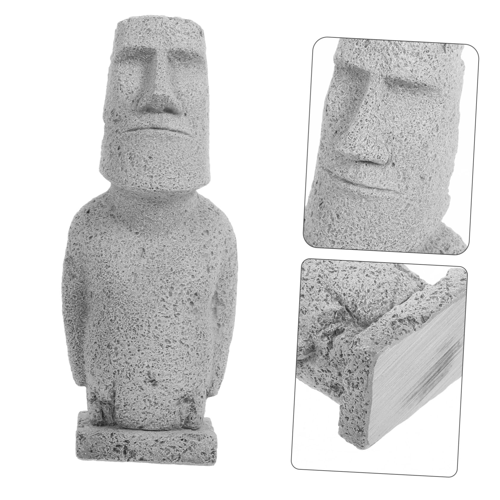 ABOOFAN 3 Pièces Moai Statue Jardin Moai Aquarium Pierre Sculpture Fish Tank Moai Fish Tank Paysage Fish Tank Décoration Fish Tank Ornement Aquarium Décor Aquarium Moai Figure Grès Gris