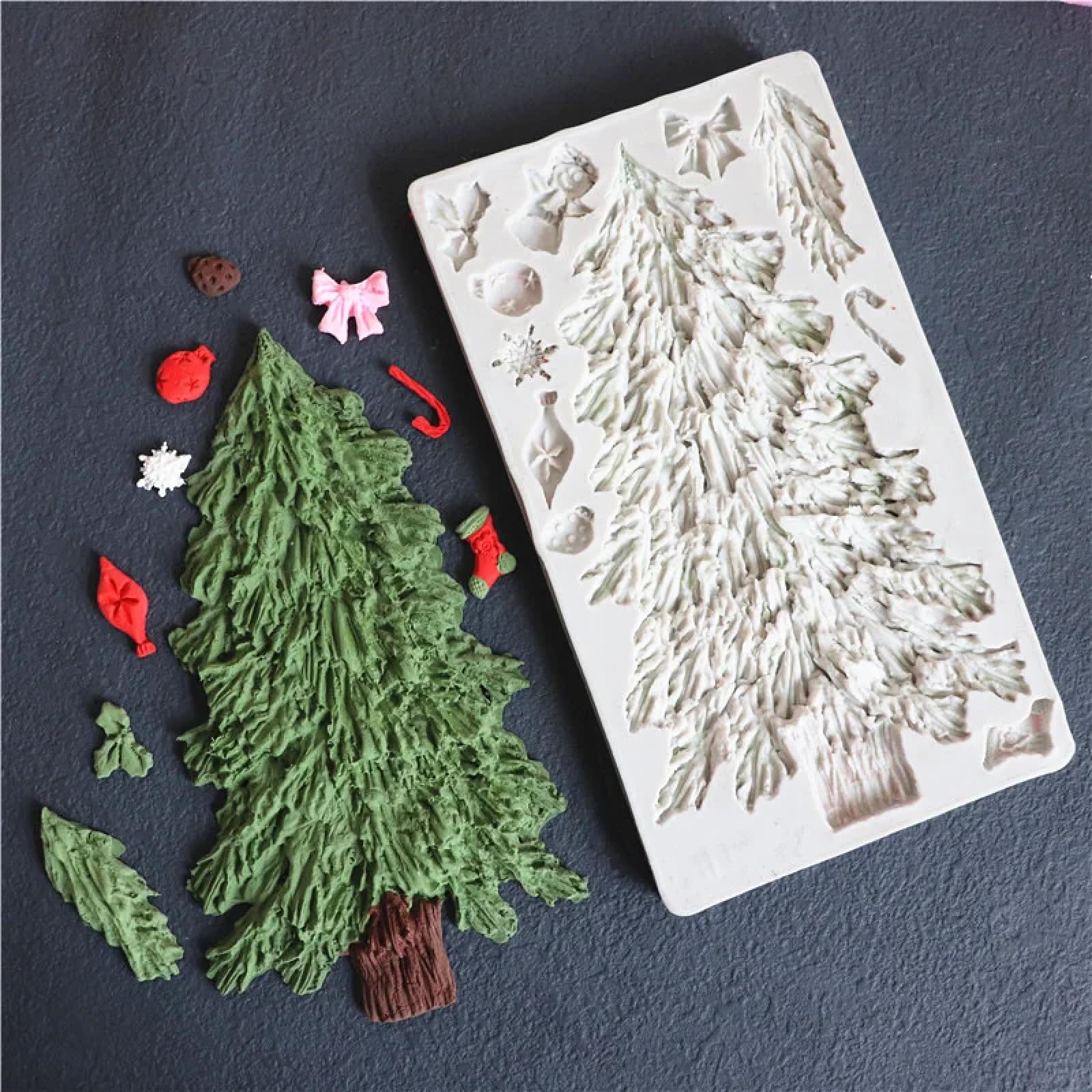 Molde de silicona para hacer fondant, 20 x 11,8 x 1,3 cm, molde de silicona de resina para árbol de Navidad, molde de silicona para pasteles, chocolate, postres, fondant, cocina, herramienta de
