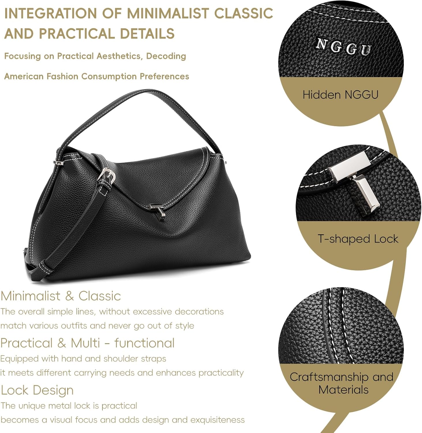 Leather Crossbody Bag for Women, Multiple Compartments for Everyday & Travel - Image 4