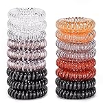 Teqifu Hair Ties, 17 Pack Spiral Coils for Thick and Thin Hair - No Crease Ponytail Holders for Women and Children