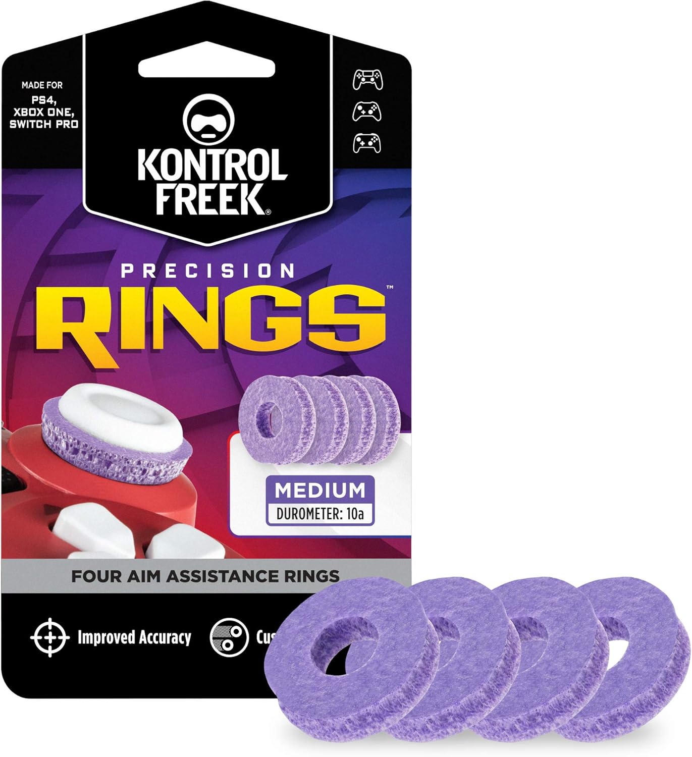 KontrolFreek Precision Rings | Aim Assist Motion Control for Playstation 4 (PS4), Xbox One, Switch Pro & Scuf Controller (Purple (Medium)) : Video Games