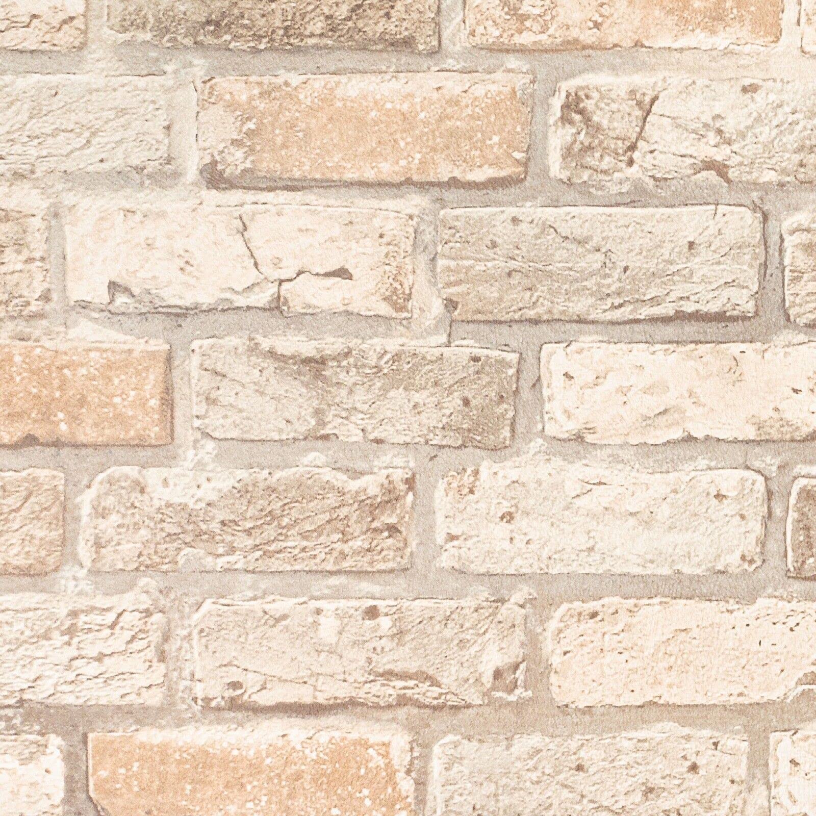 Sophie Laurence Brown, Beige Brick Wall Effect Wallpaper - Brown Grey Realistic Rustic Textured Stone - 3D Effect Solid Thick Heavy Duty Designer Textured Wallpaper