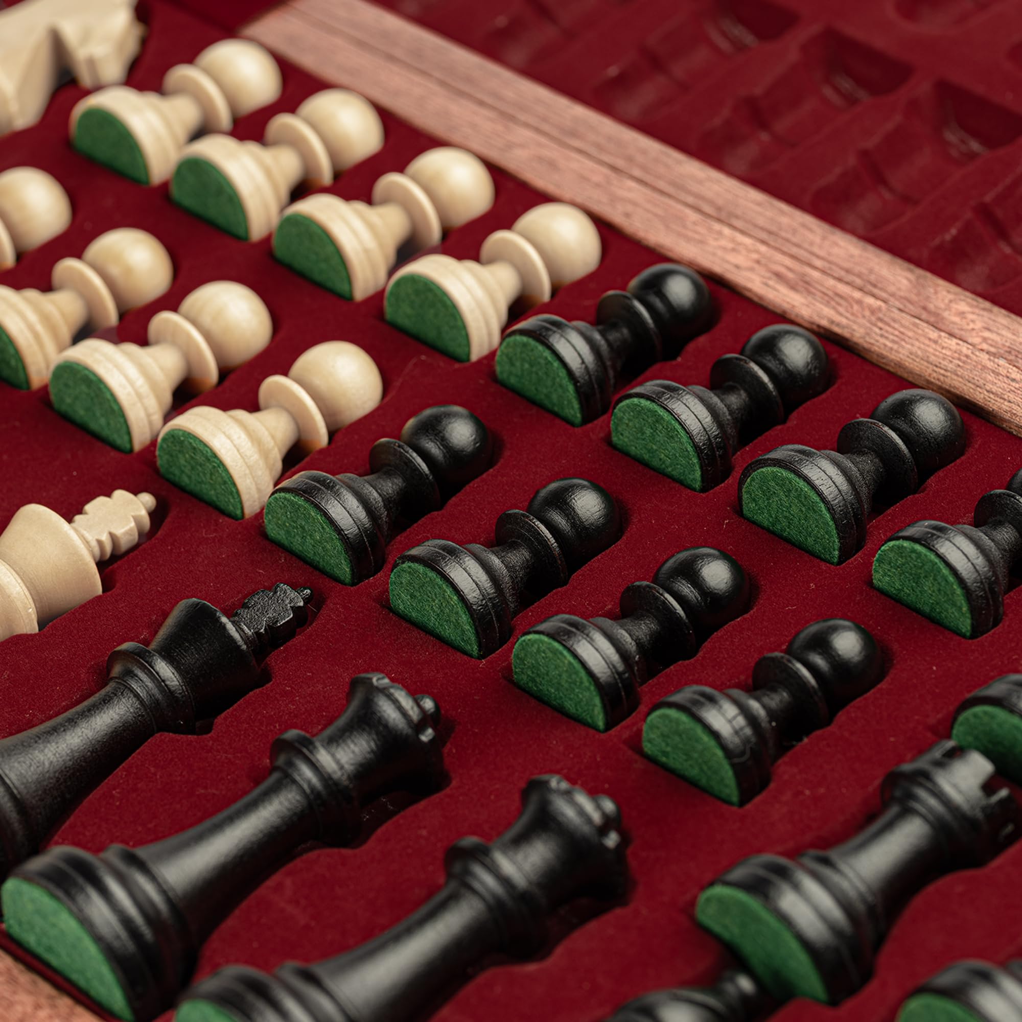 A&A 48cm hölzernes klappbares Schach Set / 9.6cm König Höhe Staunton Schachfiguren - Mahagonischachtel mit Ahorn- und Mahagoniintarsien