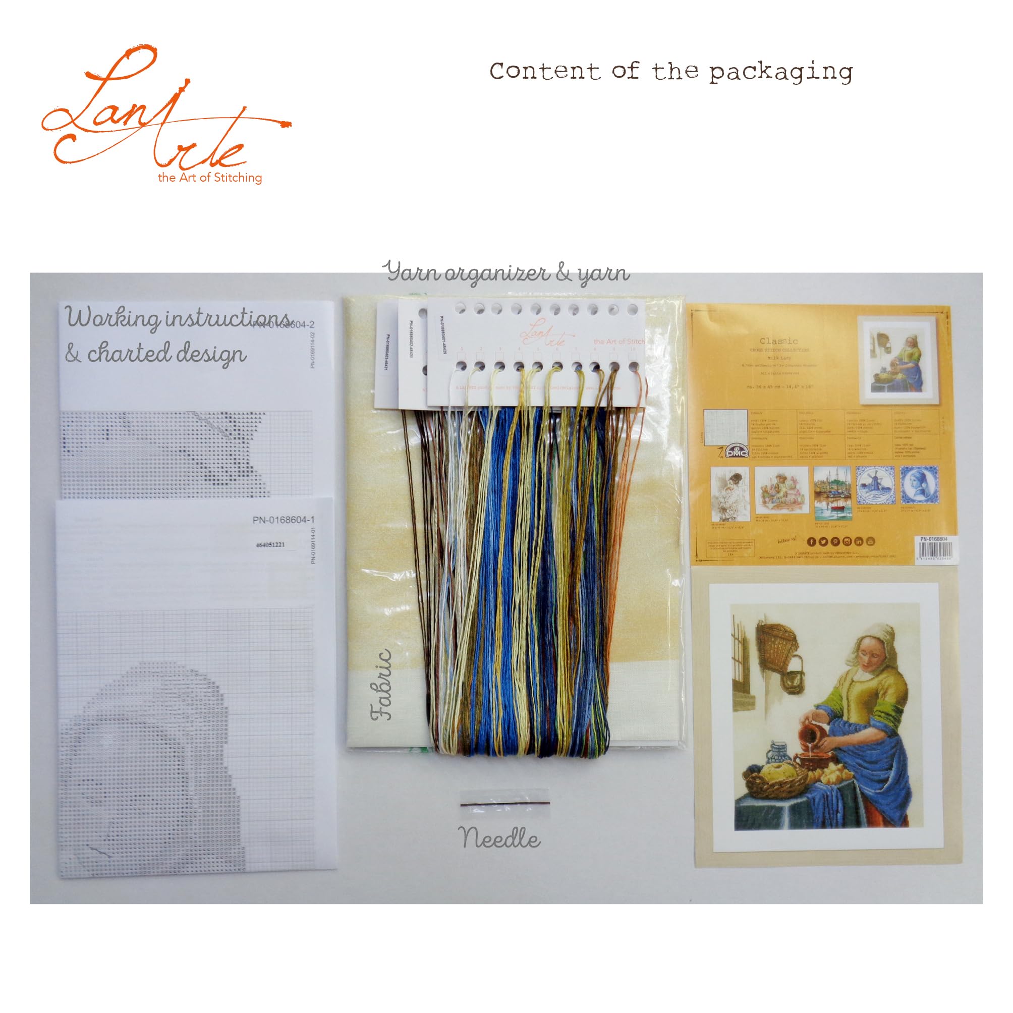 Lanarte Kreuzstich Stickpackungen Gezählter Kreuzstichbilder Set MILCHMÄDCHEN Wanddekoration Handarbeit Set für Erwachsene 36 x 45 cm DIY Deko Bastelset Handwerker Kreative Geschenkset